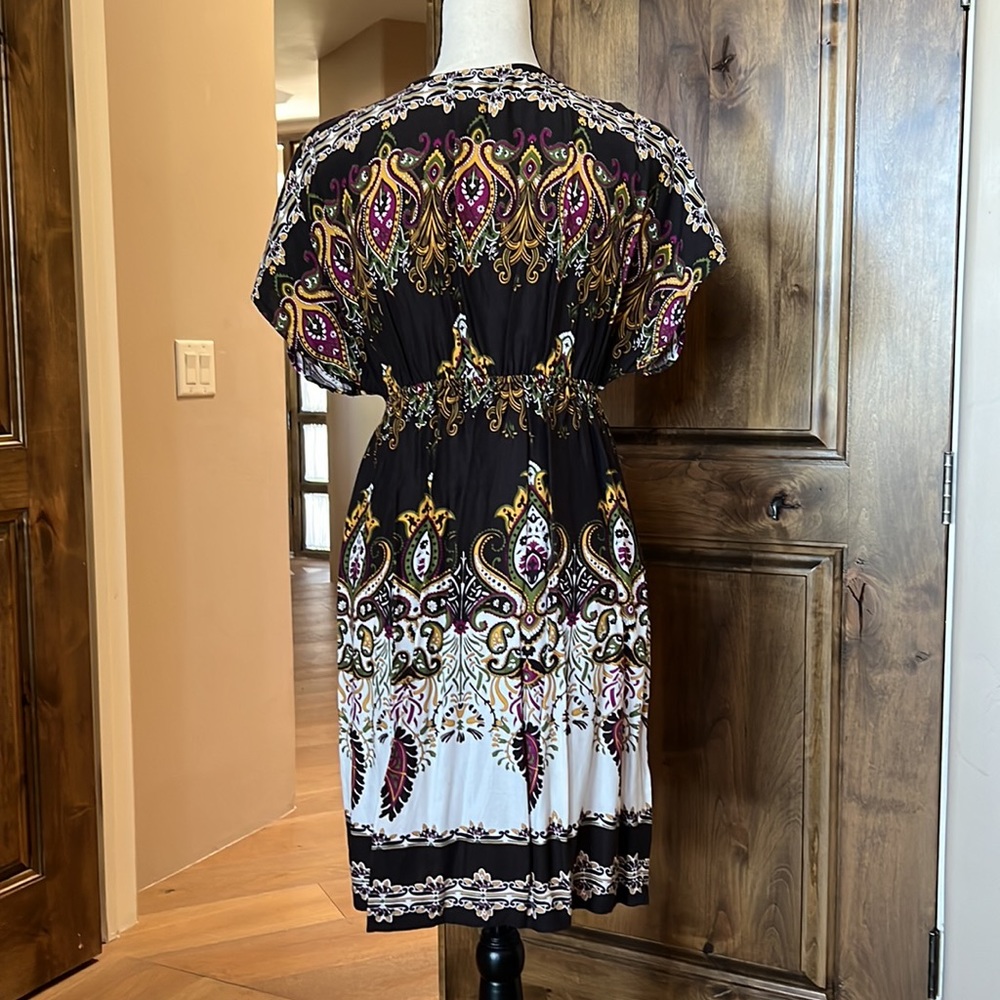 Paisley Printed Sun Dress w/ Cinch Waist - Picture 3 of 6